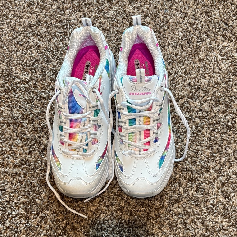 Skechers Women’s D-Lites White and Pink Sneakers